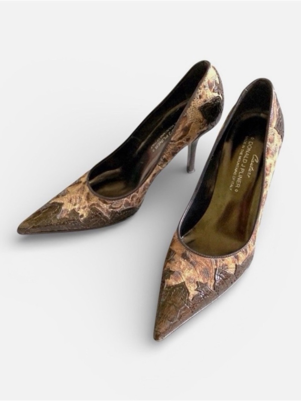 Donald Pliner Coyote Leopard Snake Stiletto Heel Shoes Sz 7 N